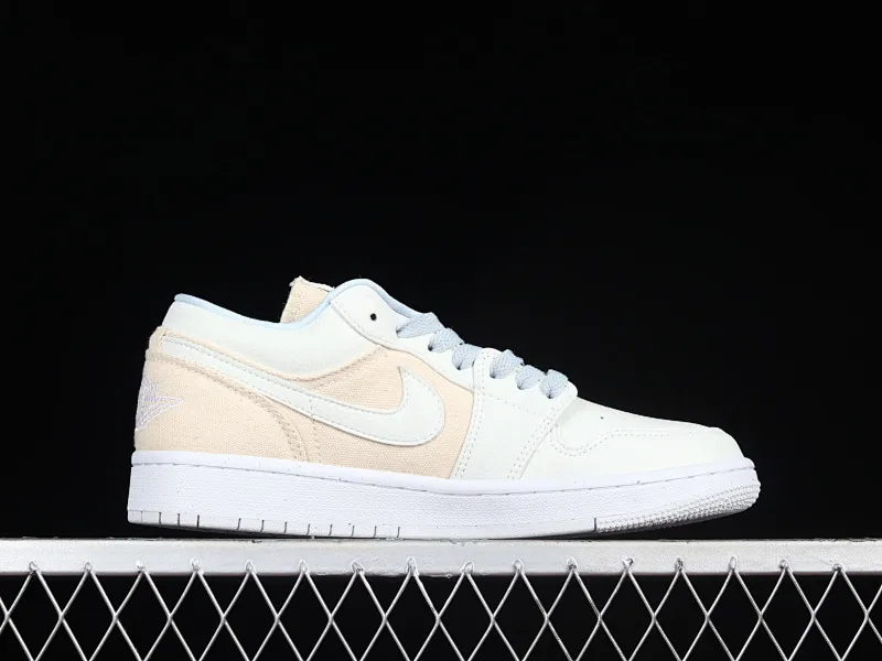 All categories Air Jordan Jordan series basketball shoes Air Jordan 1 Low Z version Air Jordan 1 Low "Canvas" AJ1 Joe 1 meter white canvas stitching low-top basketball shoes DQ4151-500